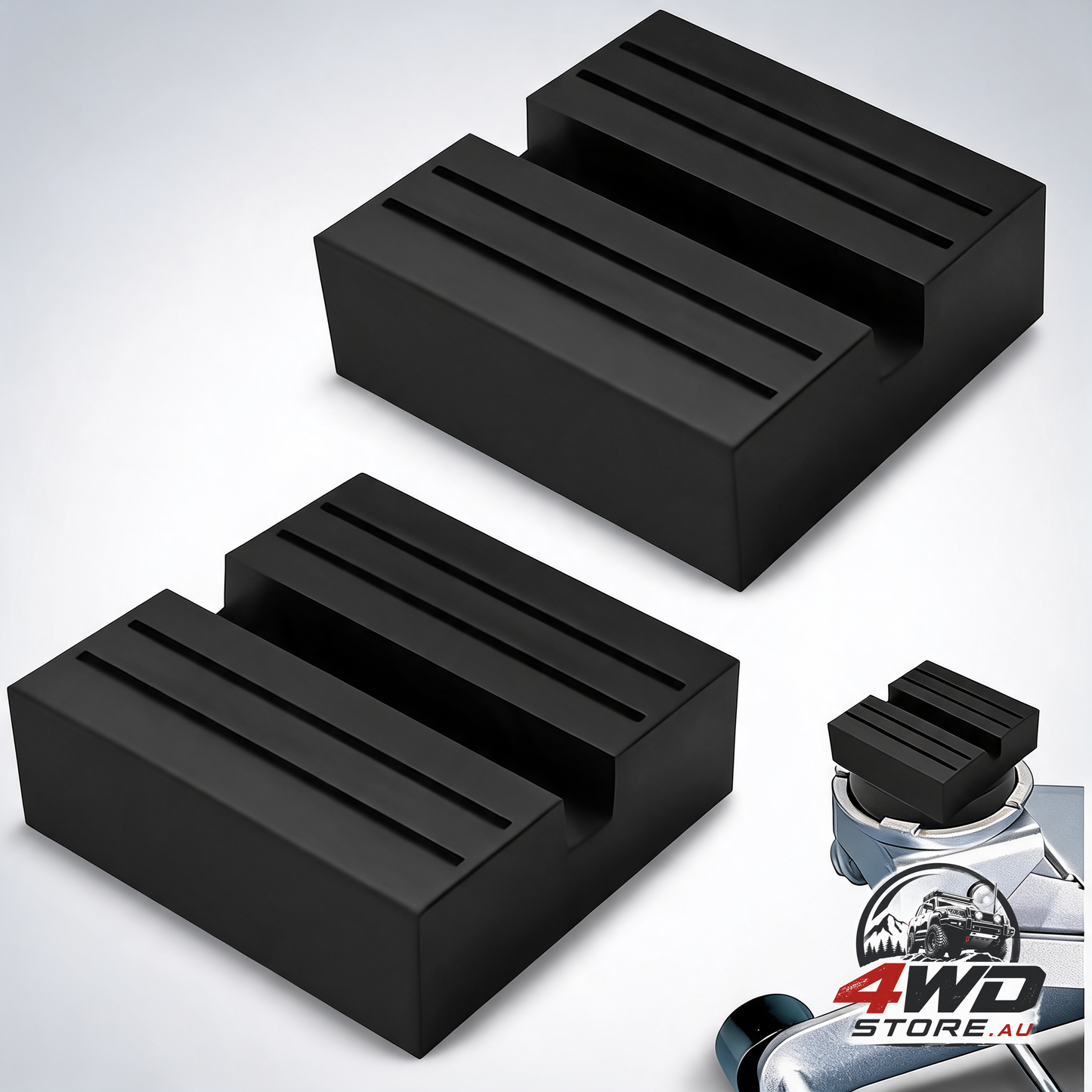 Square rubber jack pad block with slot for car jack, 75 x 75 x 25mm