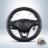 Carbon fibre car steering wheel cover, anti-slip breathable, red and black, 37-39cm
