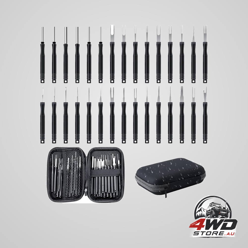 30-piece connector terminal removal tool set, black