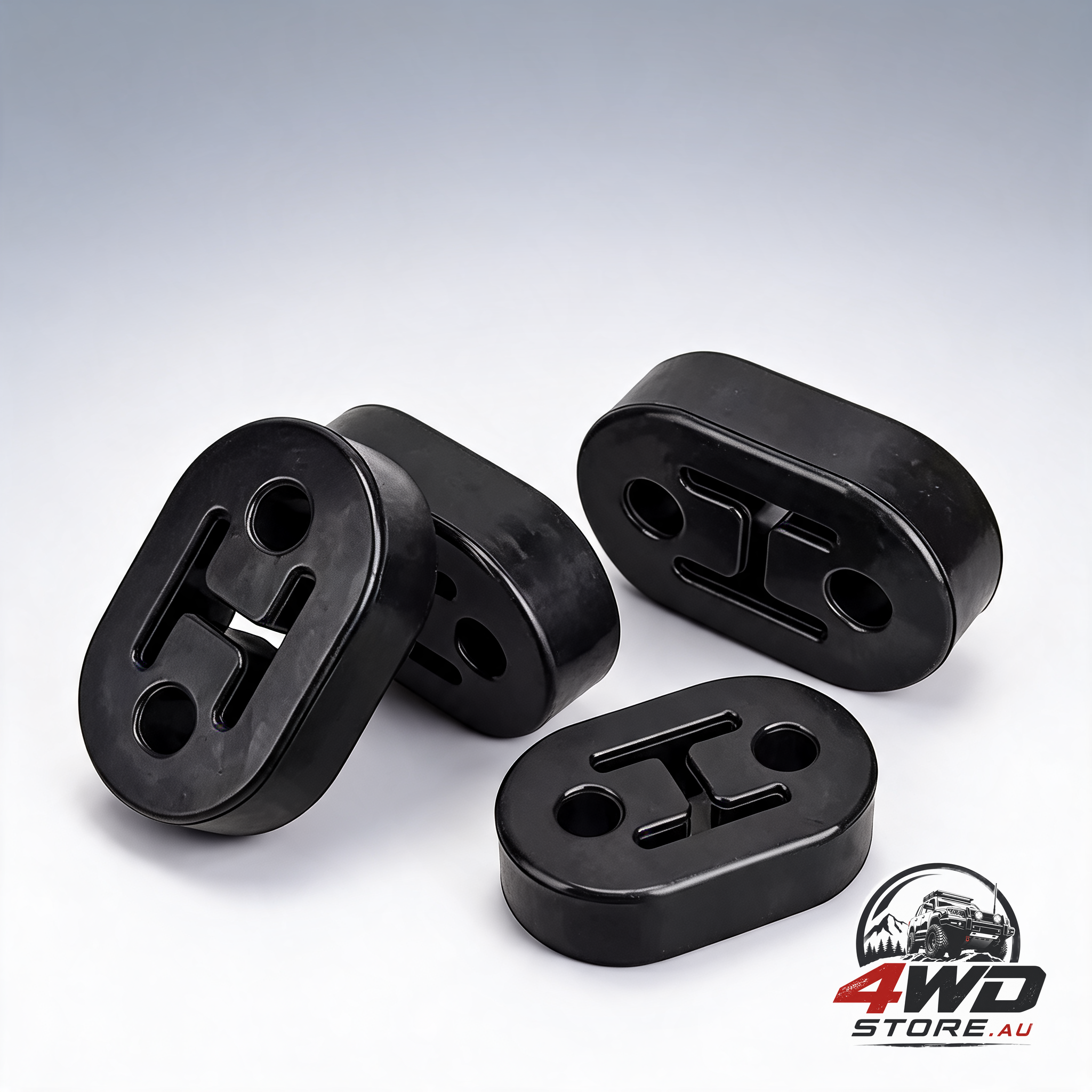 Black rubber exhaust hanger mount with 2 holes for car, 12mm