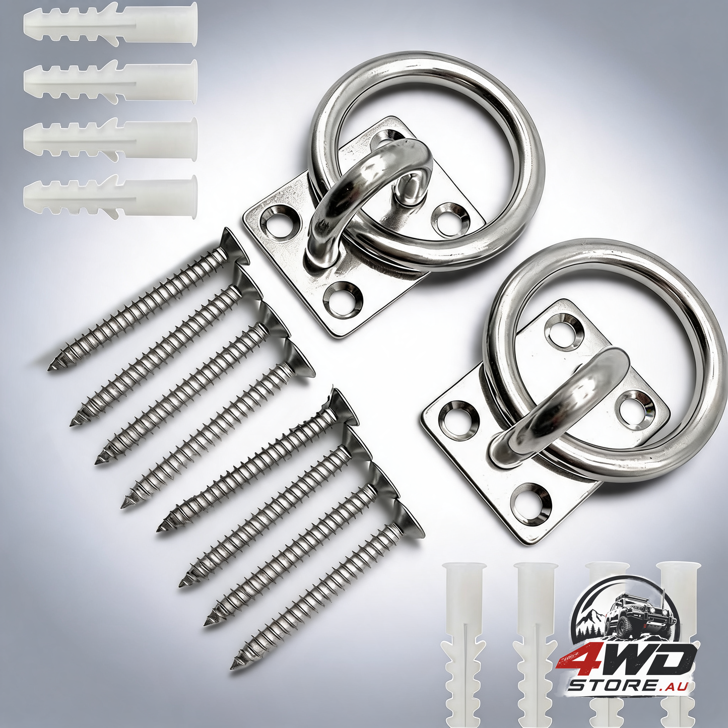 2-pack M5 stainless steel square eye plate pull ring for marine deck hardware
