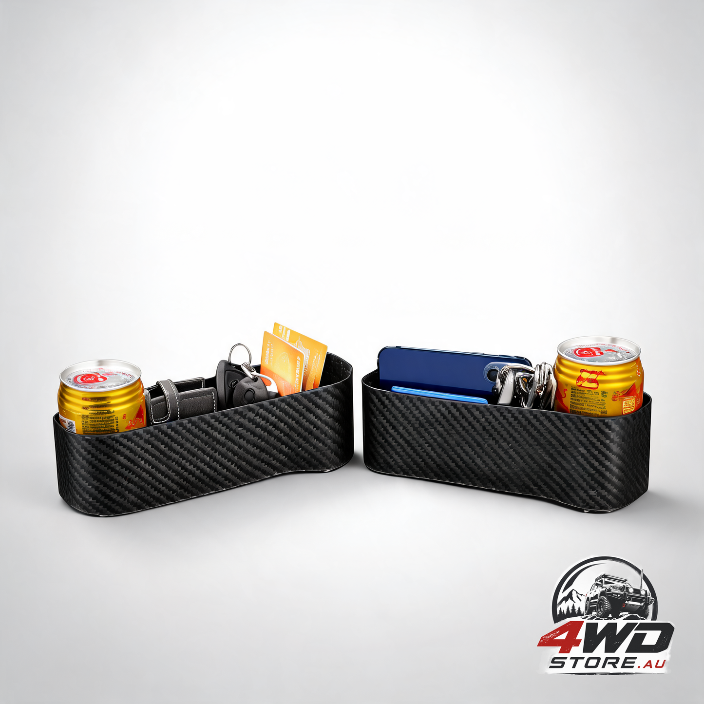 1-pair carbon fibre car seat gap filler organiser with cup holder and card slot
