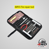46-piece tyre repair patch kit with connectors for car, motorcycle, truck and trailer