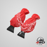 2-pack car windscreen ice scraper with attached warm glove, waterproof, red