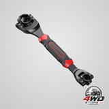 Universal 8-in-1 socket wrench with 360-degree rotating head for home and car, black