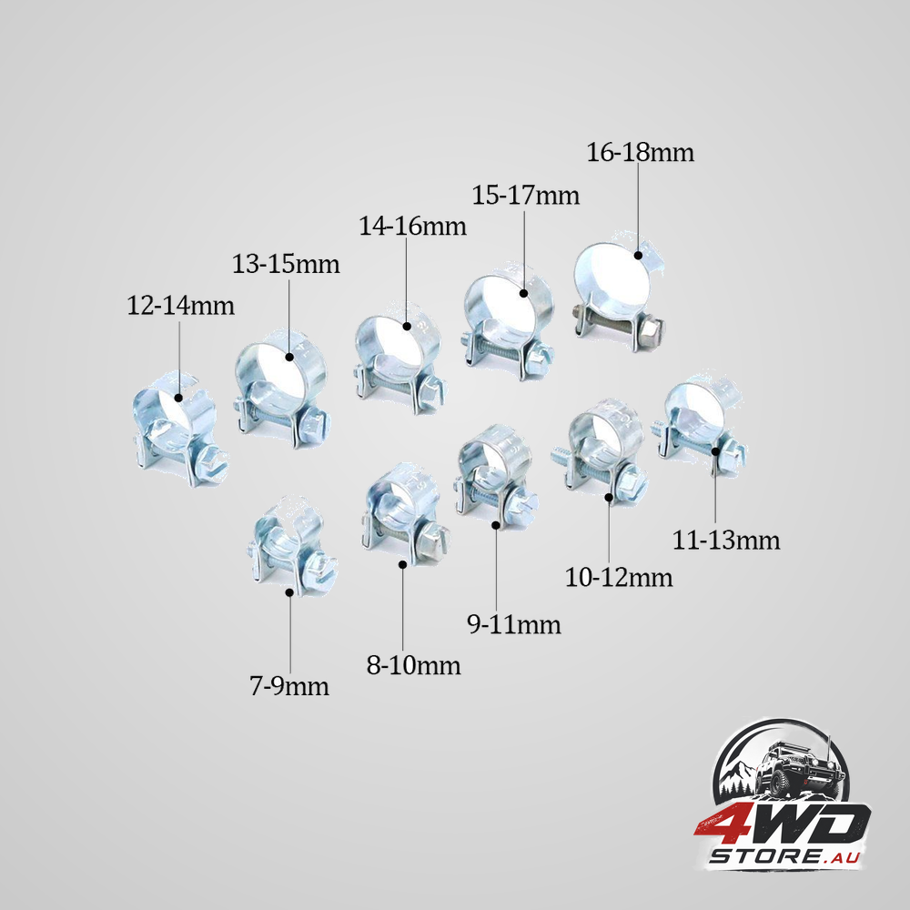 50-pack 304 stainless steel mini fuel line hose clamps for automotive