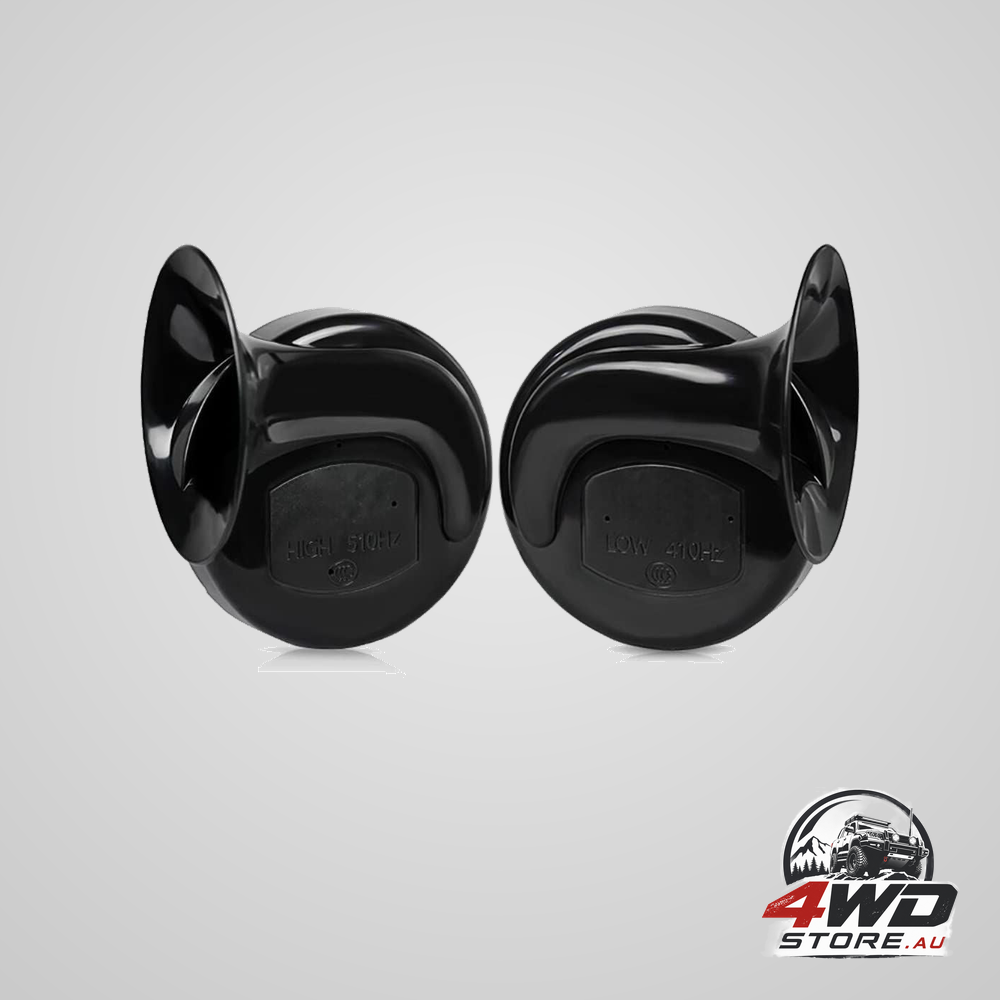 2-pack 12V dual-tone electric air horn for car, truck, boat and motorcycle, black