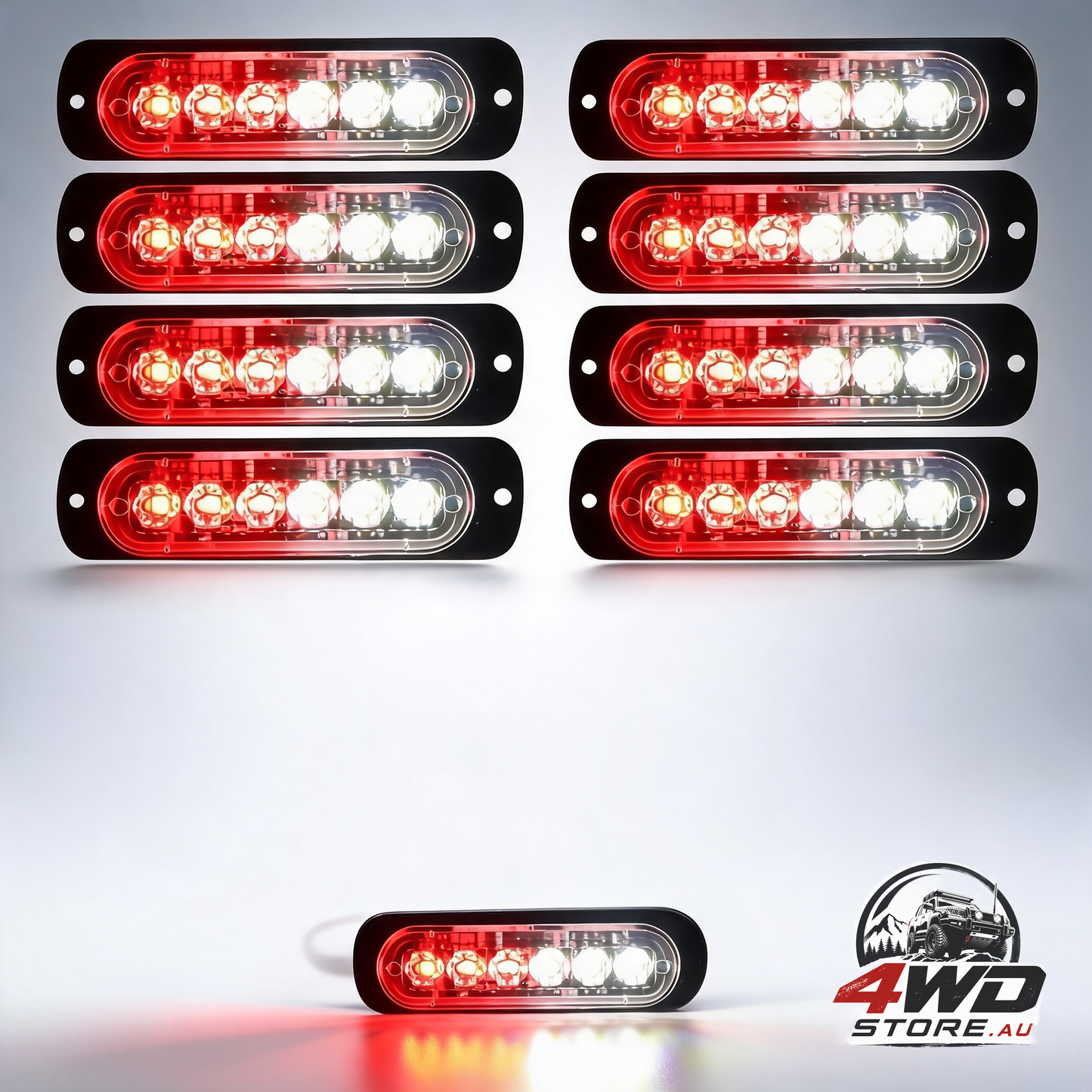 8-pack red and white LED emergency strobe warning lights for car, truck and van