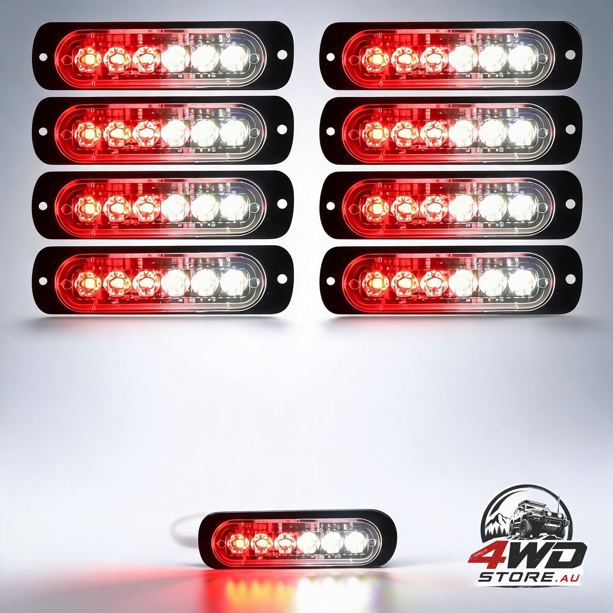 8-pack red and white LED emergency strobe warning lights for car, truck and van