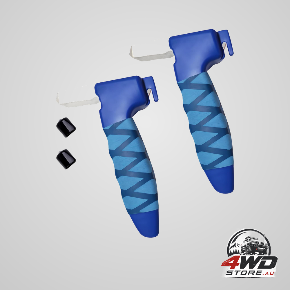 2-pack 4-in-1 car support handle for elderly with window breaker and seatbelt cutter, blue