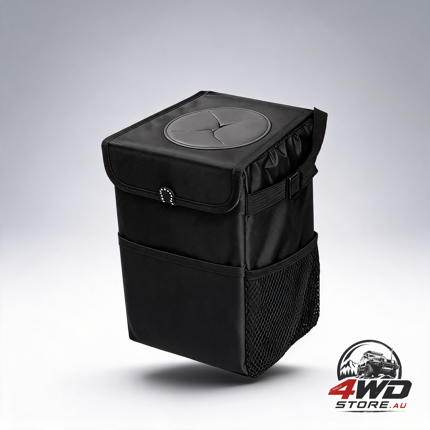 Small foldable Oxford cloth car rubbish bin, waterproof hanging organiser, black, 15x17x25cm