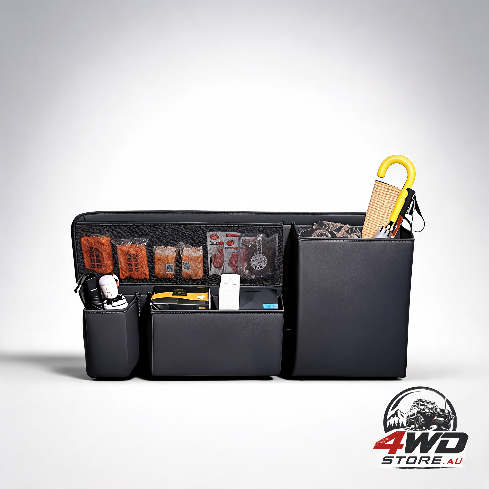 Car boot organiser with multiple compartments for storage