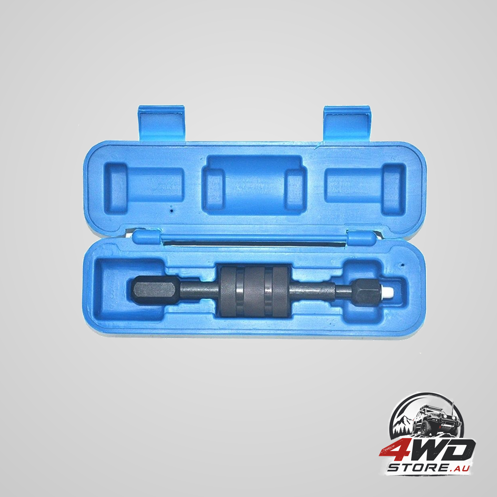 Diesel injector puller tool with slide hammer and M8, M12, M14 adapters
