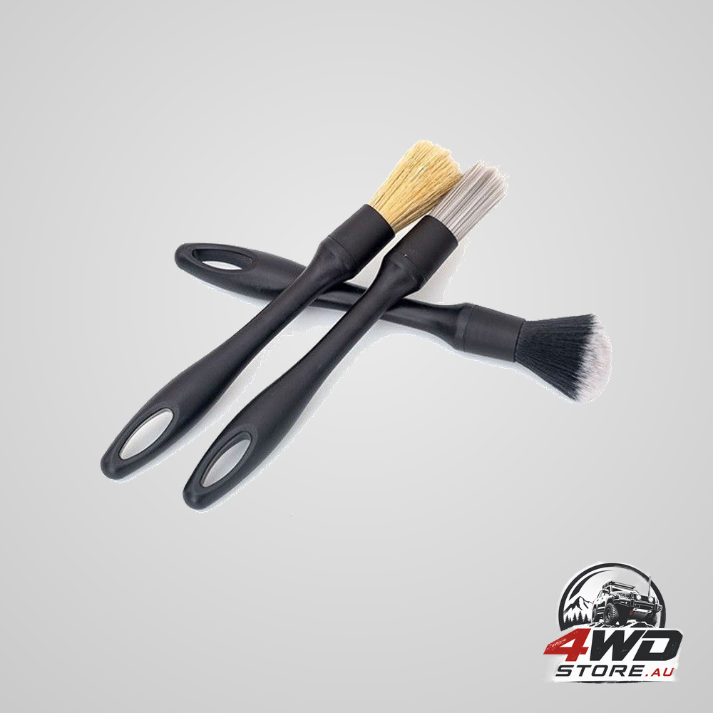 3-piece car detailing brush kit with soft boar hair for interior and wheels