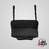 Leather car purse holder and seat back storage barrier netting pouch