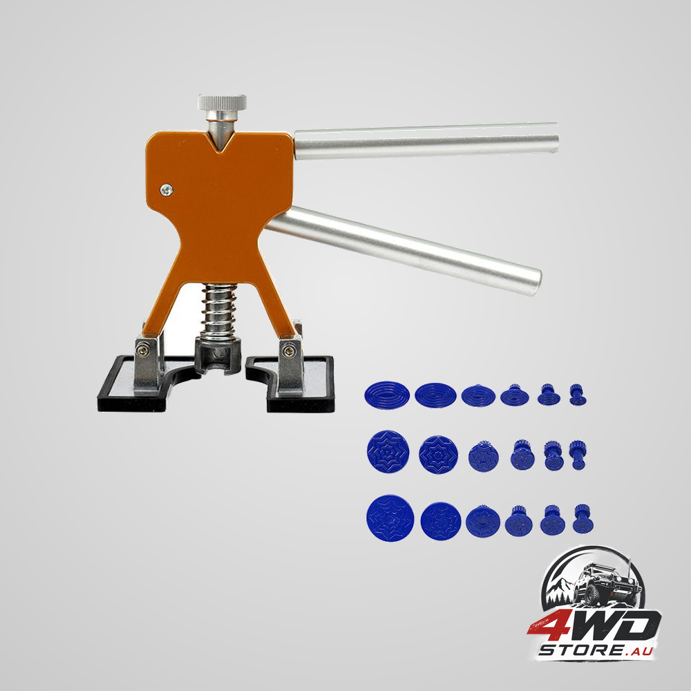 19-piece paintless dent repair kit with lifter and puller for car, golden