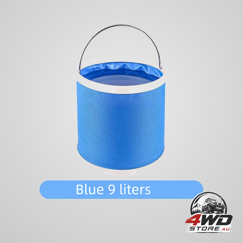 Blue 9L collapsible Oxford fabric car wash bucket with handle