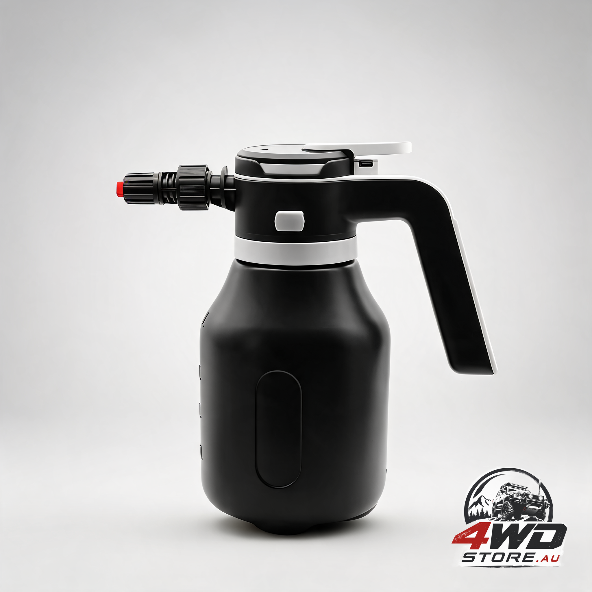 Rechargeable electric foam sprayer for car wash and home cleaning, adjustable nozzle, black