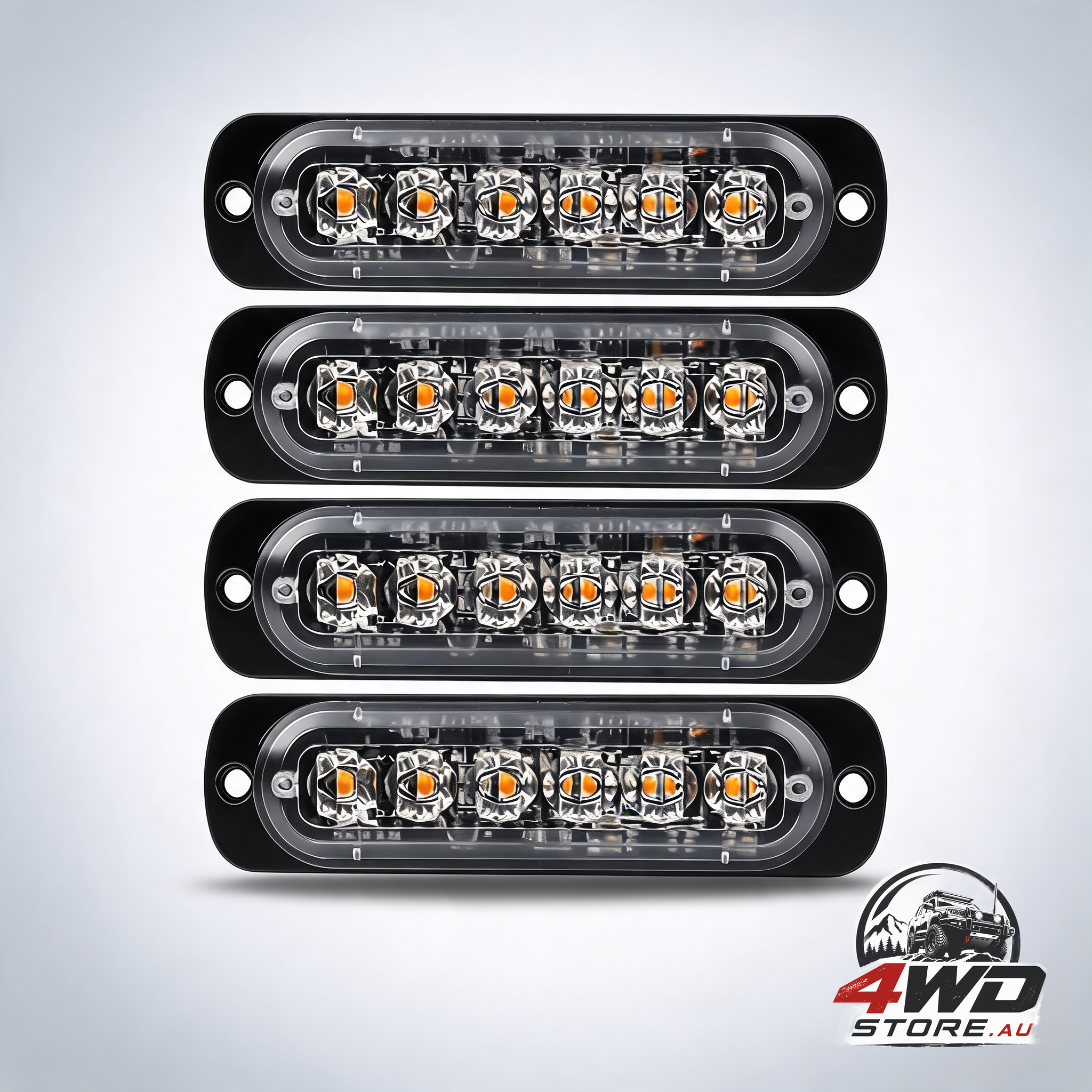 4-pack 6 LED surface mount emergency strobe warning lights for trucks, waterproof