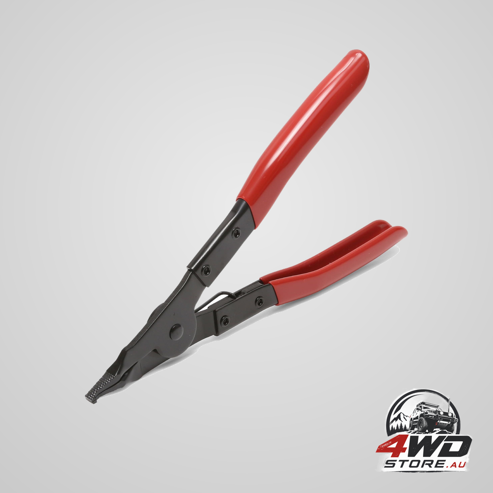 Angle tip lock ring pliers for snap rings on brakes, shafts and transmissions