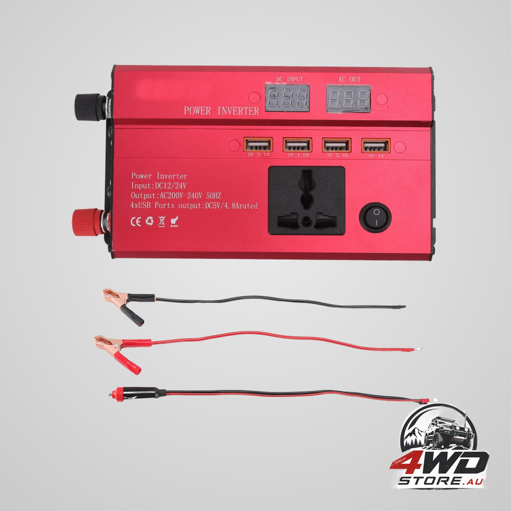 Car power inverter 12V 24V to 220V aluminium alloy 420W LED screen safe charging 4 USB ports car inverter 420W