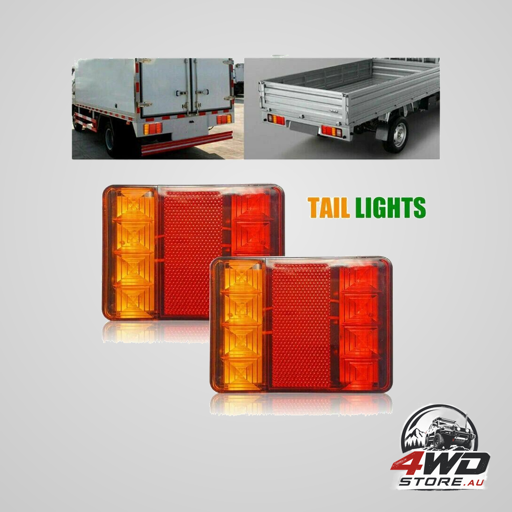 2 pcs 8 LED trailer tail lights E8 approved IP65 waterproof 120 x 95 x 2