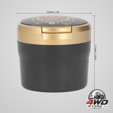 Car ashtray with cover LED light portable vehicle ashtray smokeless car ashtray for travel outdoor golden tiger