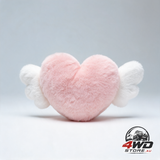 2 pcs plush heart shaped pillow with angel wings car headrest soft comfortable seat pillow for driving travelling room office