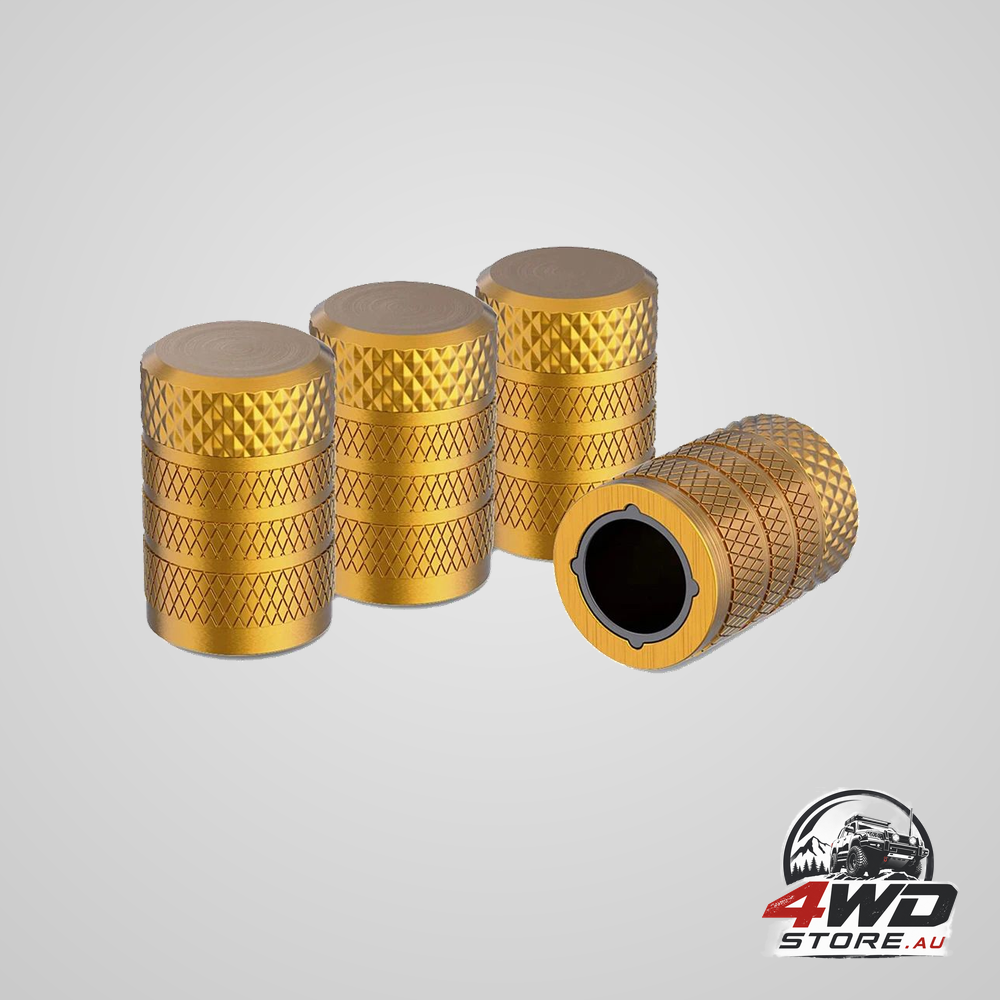 4-Pack aluminium car tyre valve stem caps heavy duty dustproof air valve covers with internal anti-seize plastic lining for