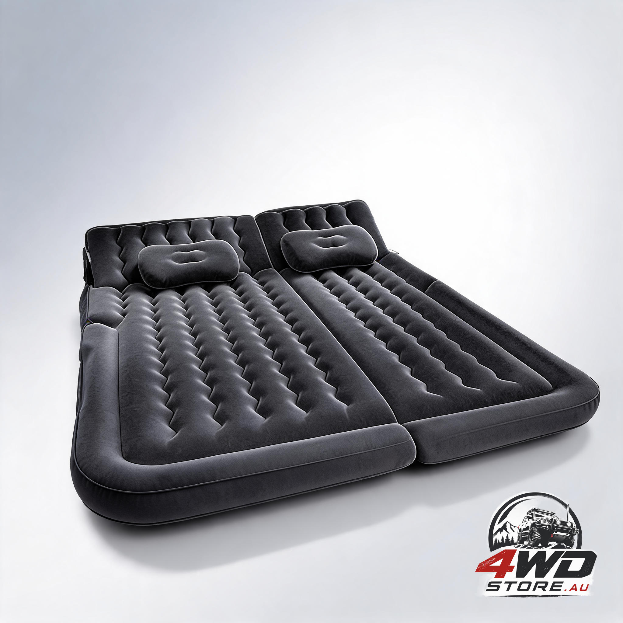 Black multi-chamber car inflatable air mattress with electric pump