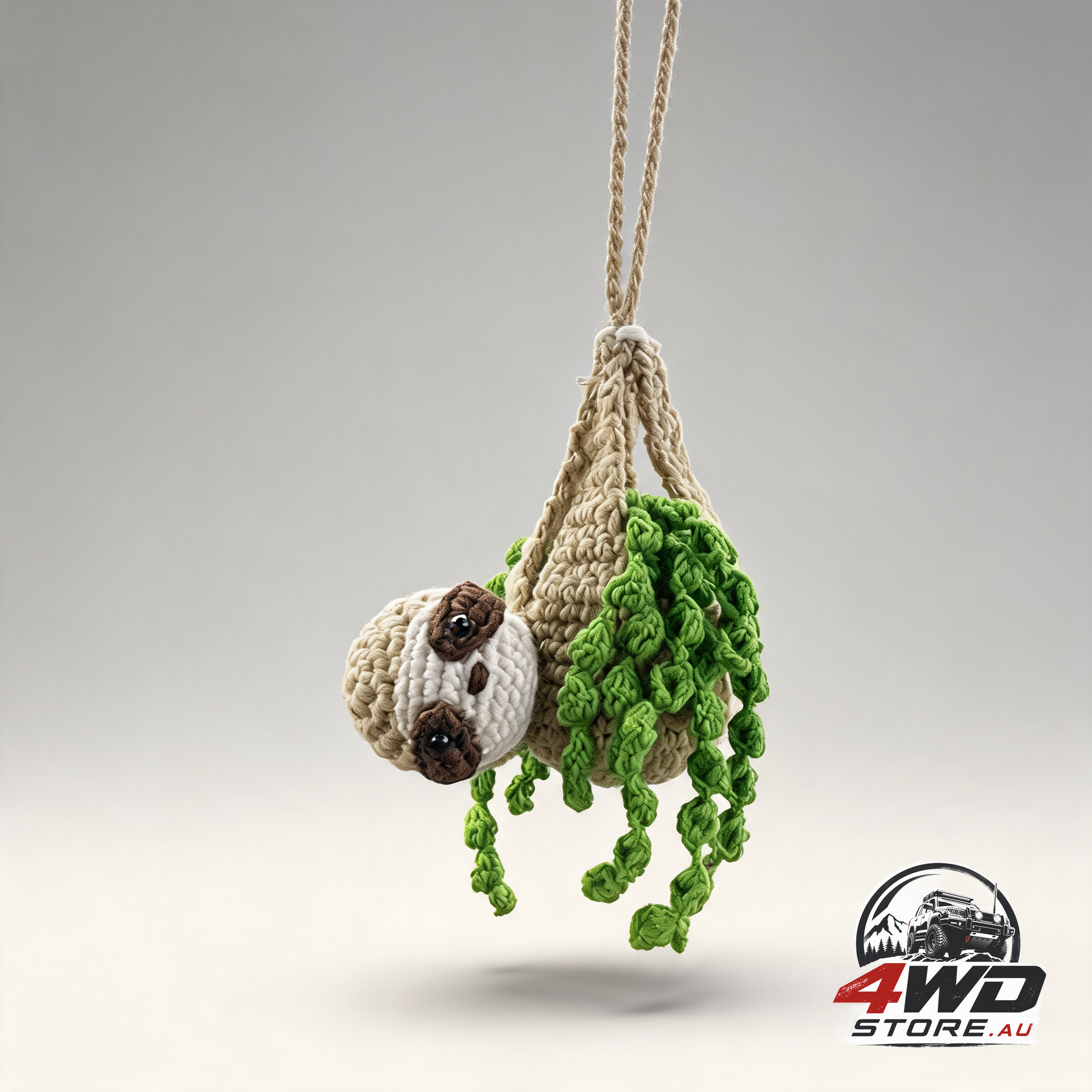 Crochet sloth car rear view mirror holder cute hanging ornament