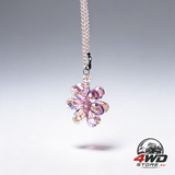 Crystal flower car rear view mirror pendant pink crystal beads charm decor for women interior