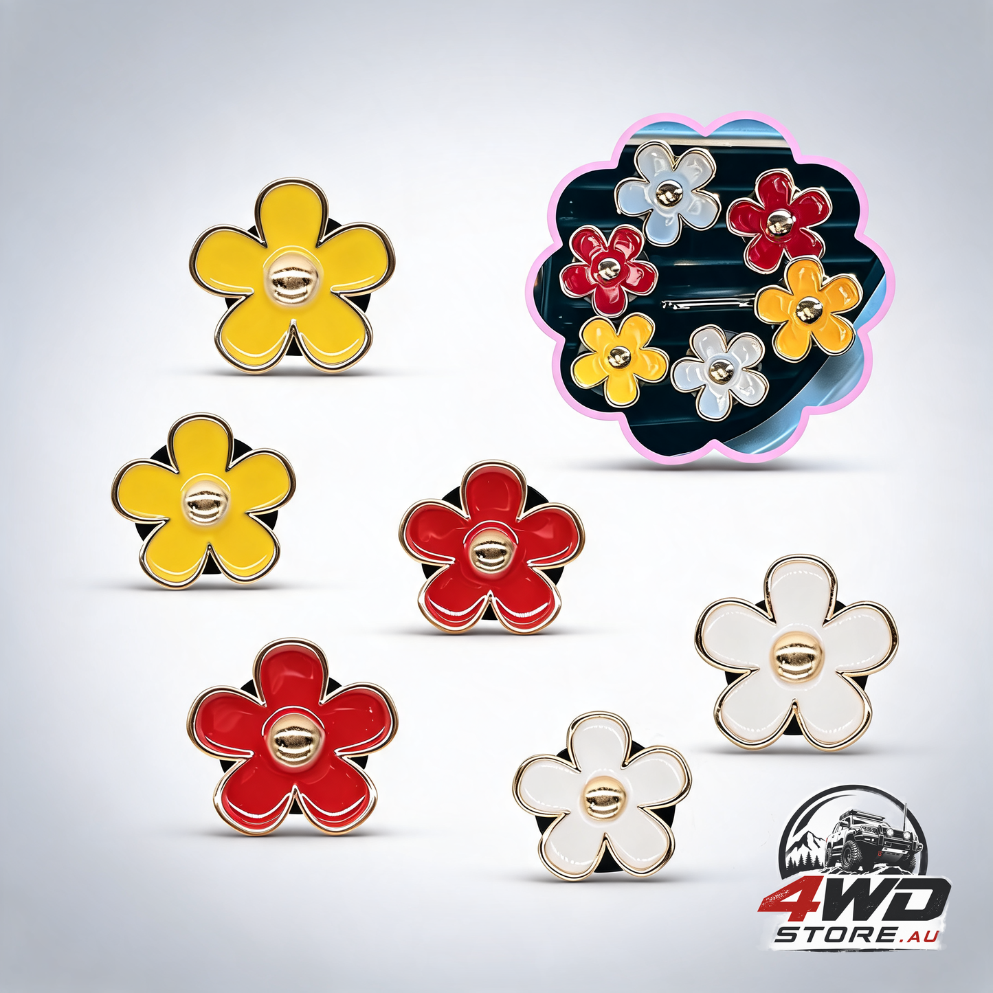 6pcs flower car air freshener vent clips red yellow white daisy car dashboard accessories