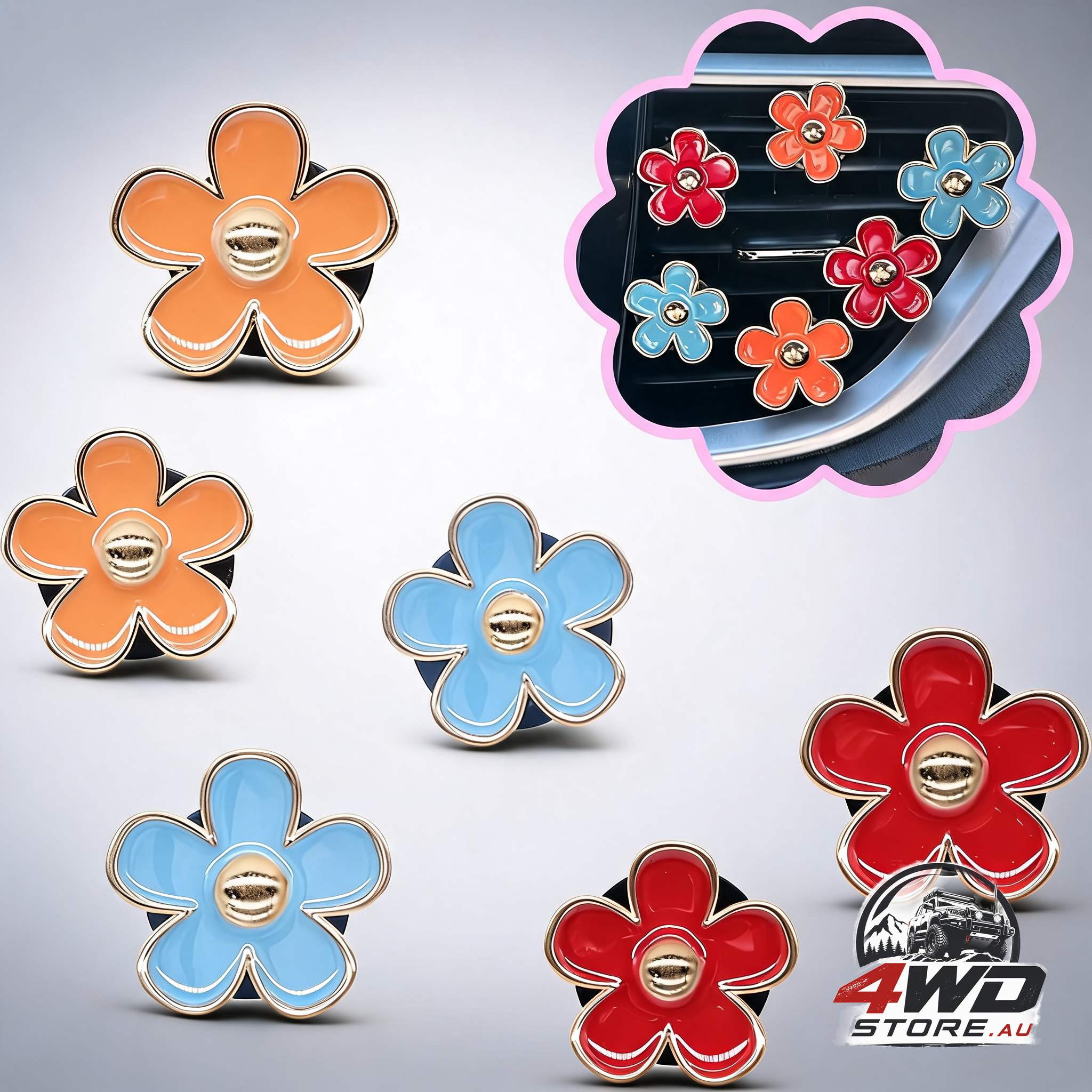 6pcs flower air vent clips car air freshener red orange blue daisy flowers vent clip car accessories for women