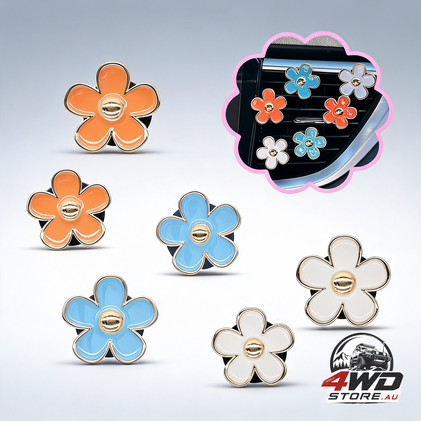 6pcs flowers car air freshener vent clips blue orange white daisy air vent clip car accessories for women
