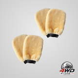 Beige microfiber car wash mitt double sided imitation sheepskin wash glove