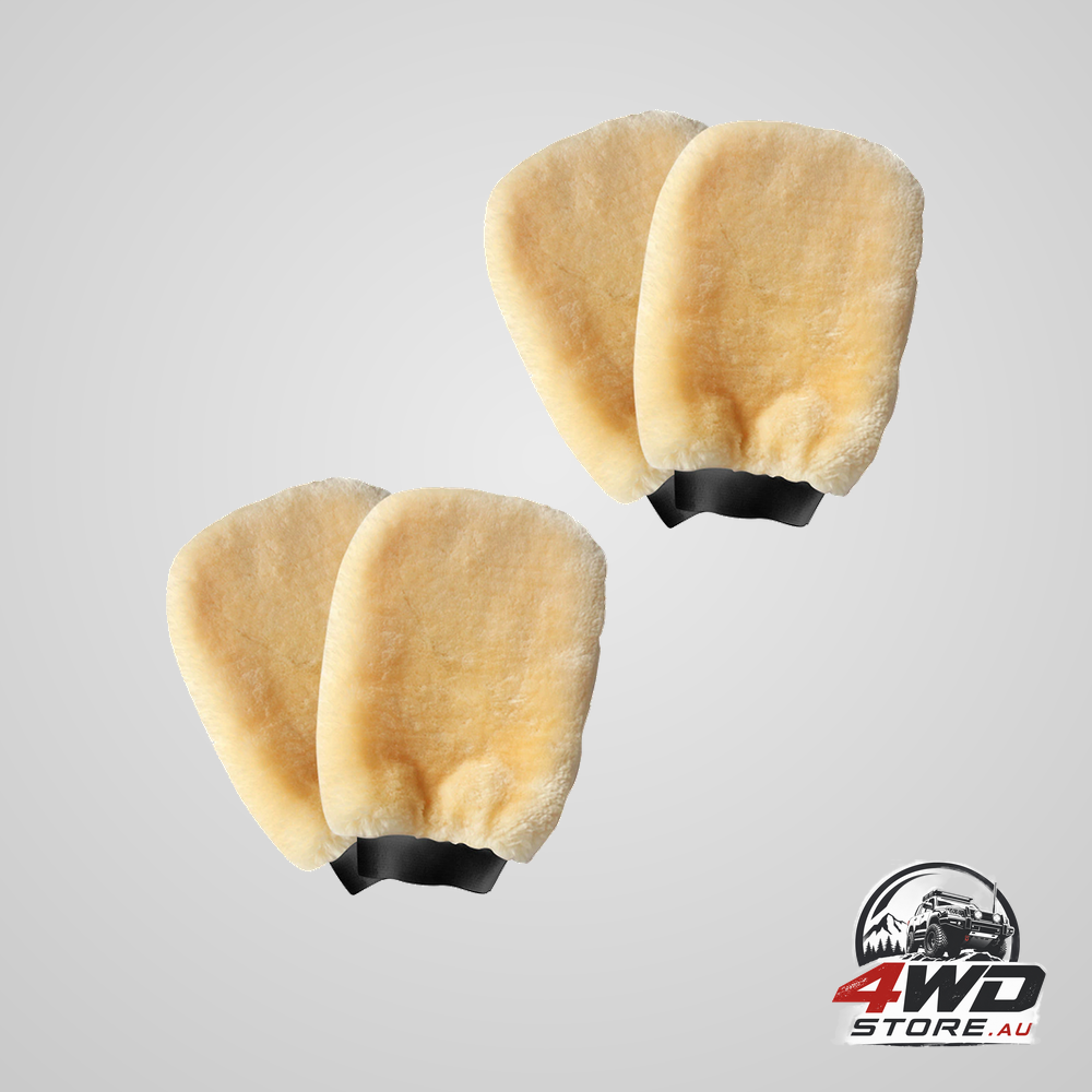 Beige microfiber car wash mitt double sided imitation sheepskin wash glove