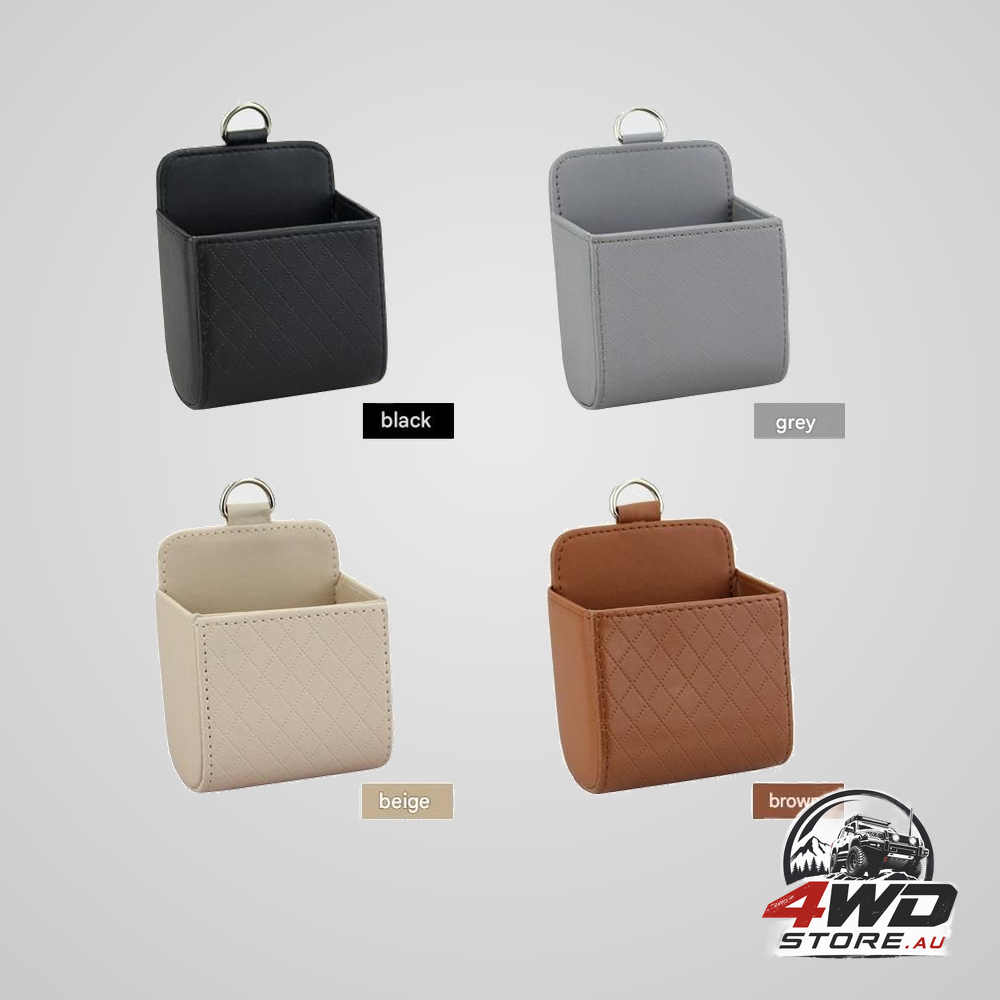 4-piece black and brown and beige and grey leather car air vent storage bag