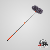 Orange and grey telescopic dual-head car wash brush with 360° rotating chenille mop head