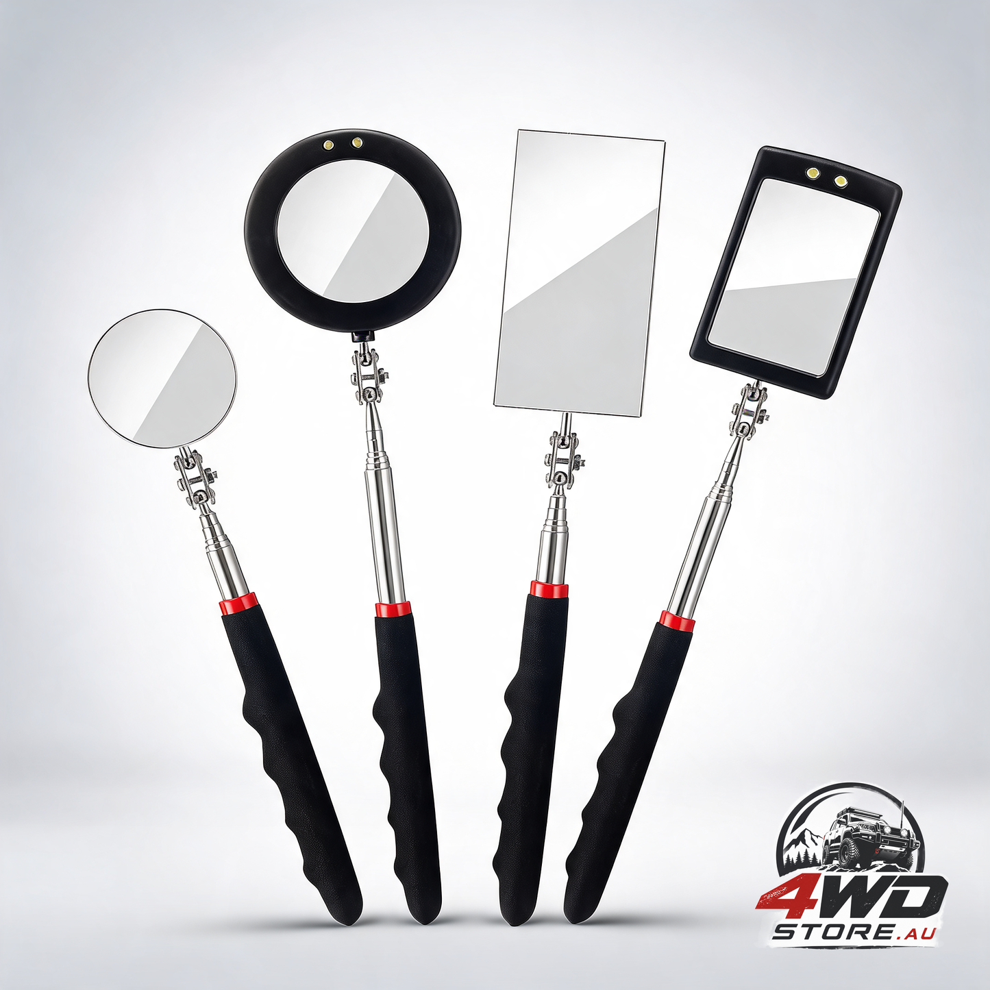 4PCS telescoping inspection mirror LED lighted inspection mirror for mechanic checking vehicle