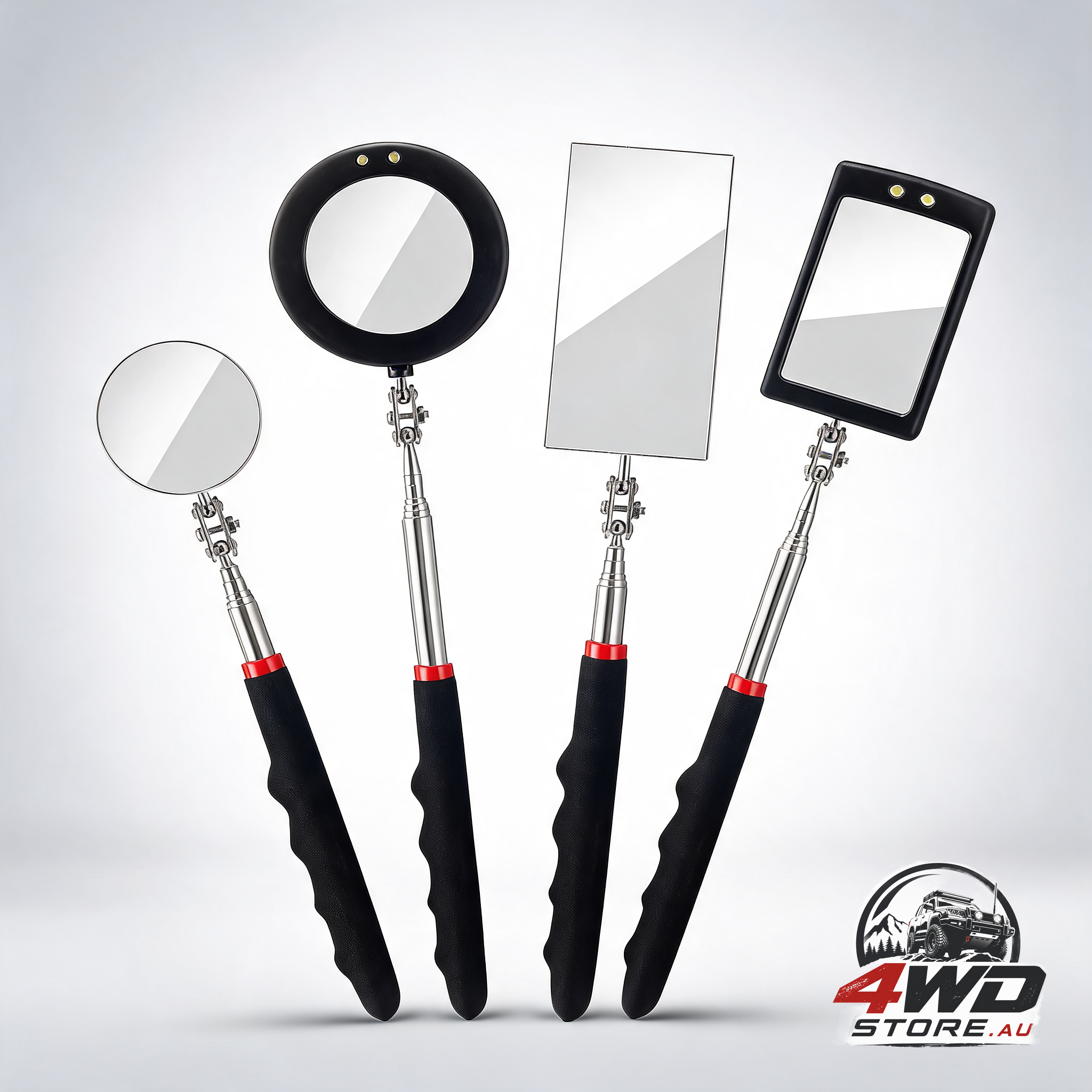 4PCS telescoping inspection mirror LED lighted inspection mirror for mechanic checking vehicle
