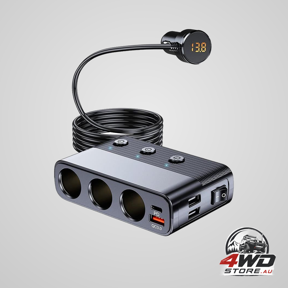 7 in 1 cigarette lighter splitter QC3.0 PD 30W charging 3 socket car charger adapter