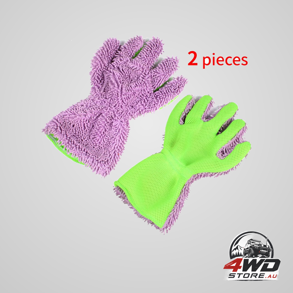 Double-sided chenille car wash gloves paint-safe coral fleece car cleaning gloves