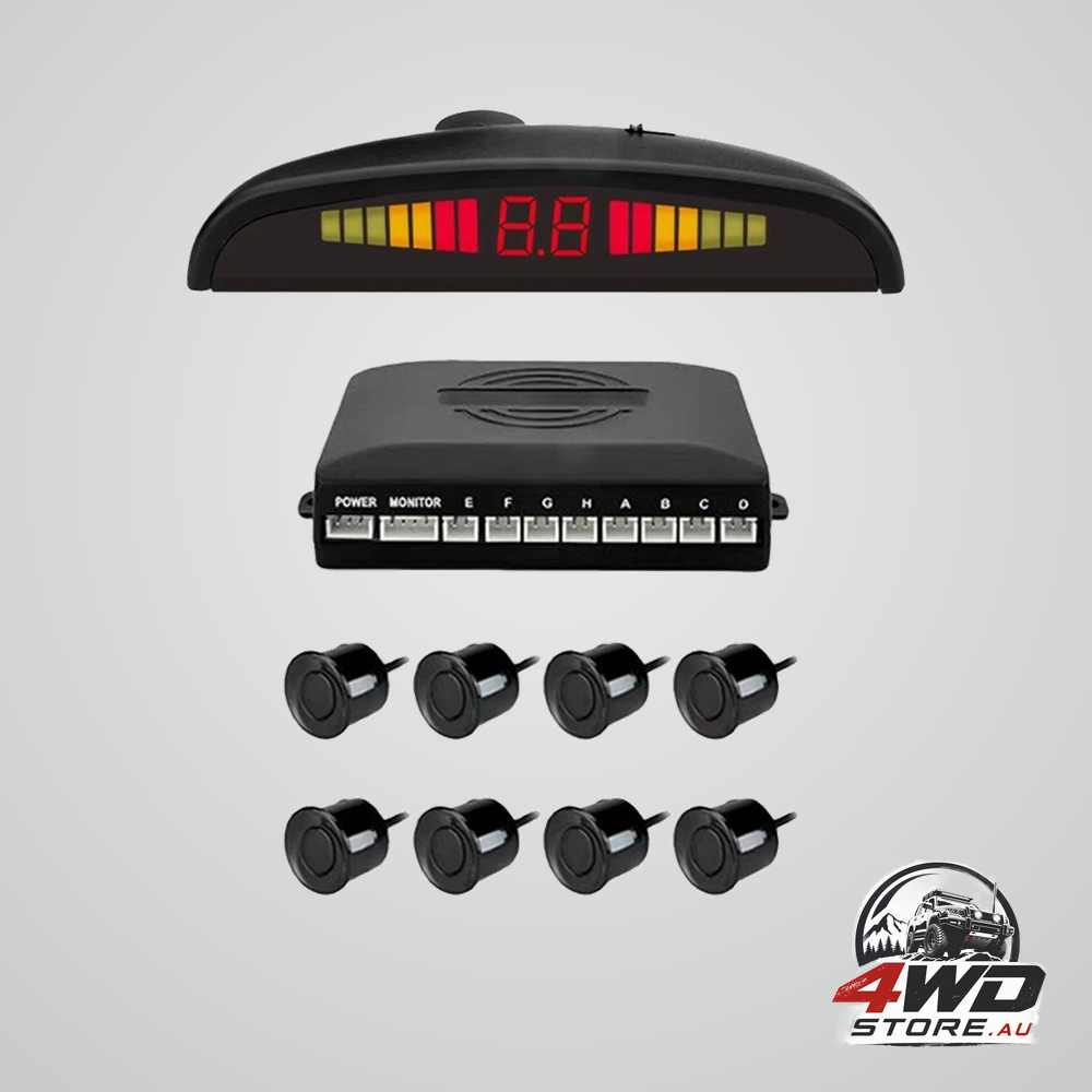 Car reverse parking radar system with 8 parking sensors distance detection + LED distance display + sound warning