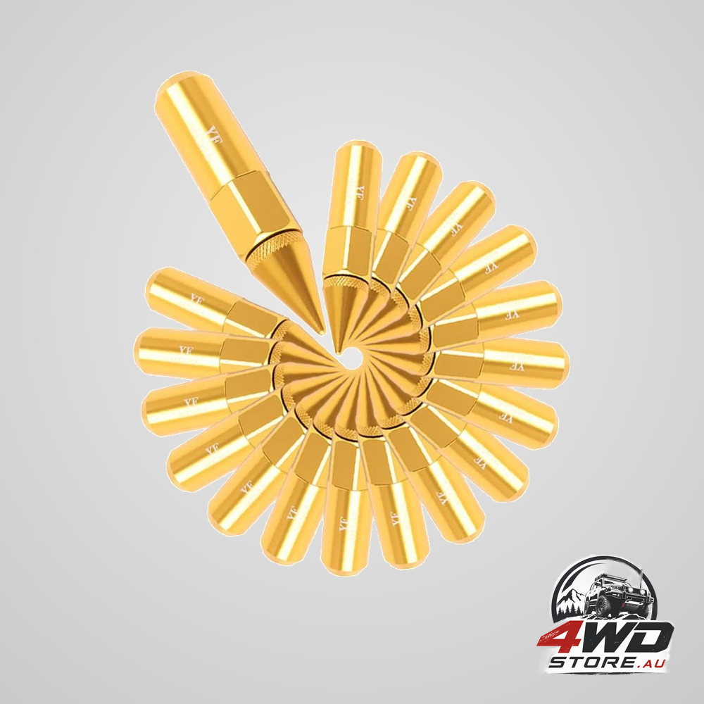 20Pcs gold M12X1.5 60mm extended tuner cap spike lug nuts set compatible for Honda Acura Toyota Scion Subaru