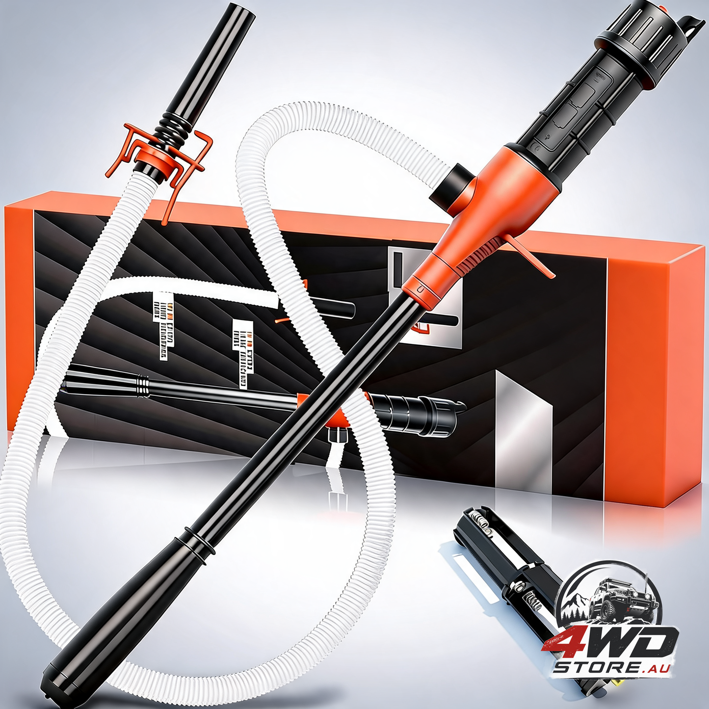 Battery-powered liquid transfer pump with 47-Inch reinforced hose