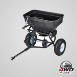 Tow behind broadcast spreader 130LBS capacity tow/push garden spreader with 13 in tyres