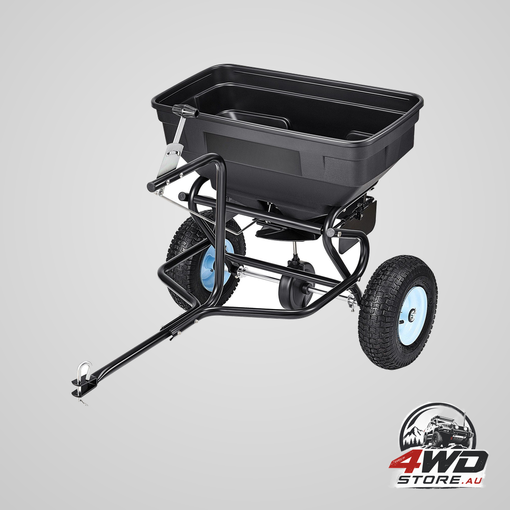 Tow behind broadcast spreader 130LBS capacity tow/push garden spreader with 13 in tyres