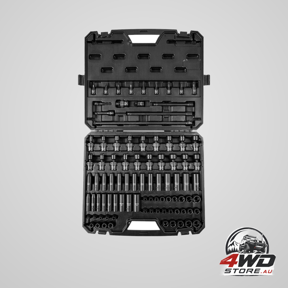3/8in drive impact socket set 90 piece socket set SAE 1/4in-3/4in and metric 6-19mm