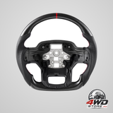 Carbon fibre D-shaped steering wheel for 2021-2024 Ford F150, black leather grip